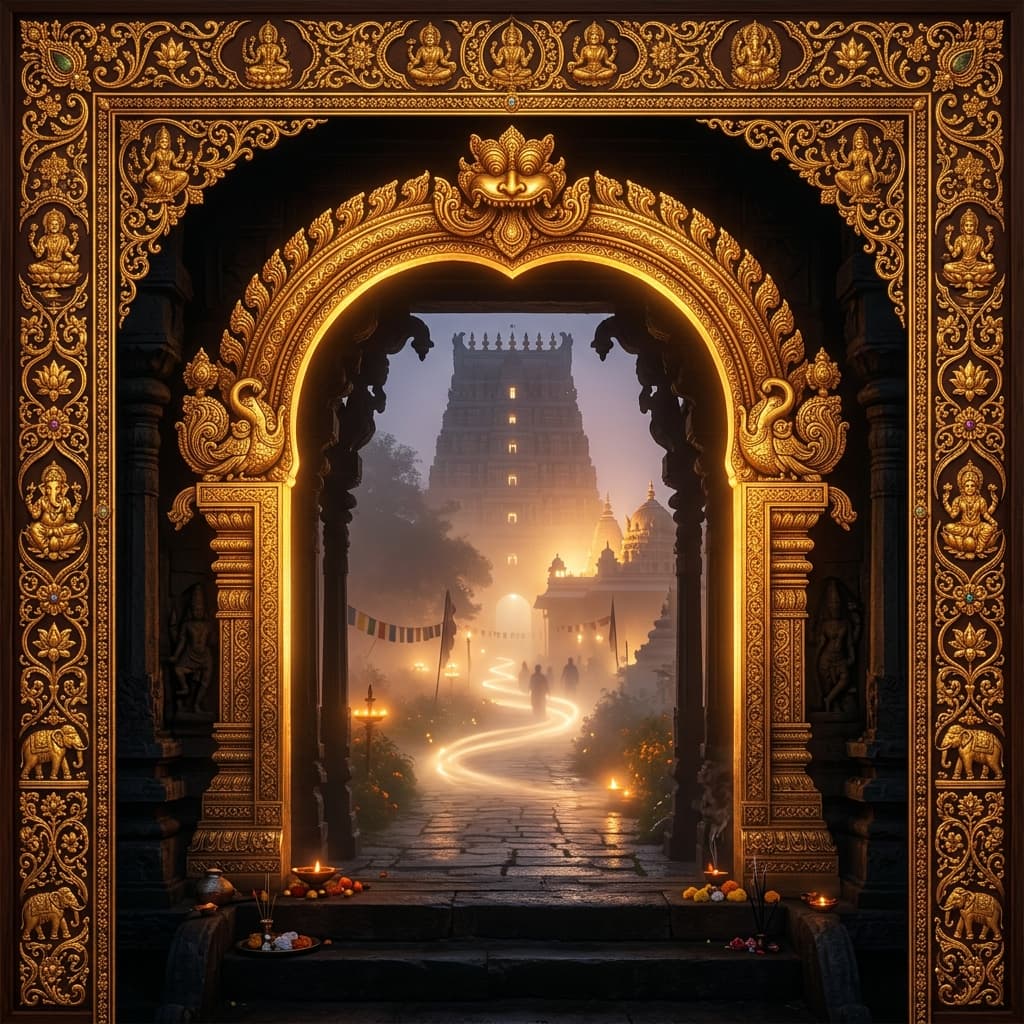 A glowing temple entrance